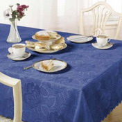 Blue Damask Rose Tablecloth
