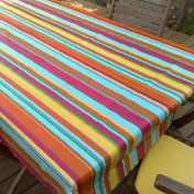 Green Stripe Oilcloth Tablecloth