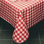 Checkered Vinyl Red and White Tablecloth