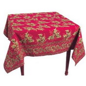 Cornell Holly Red Tablecloth