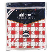 Round Gingham Plastic Tablecover