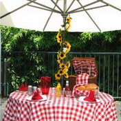 Red Gingham Umbrella Tablecloth